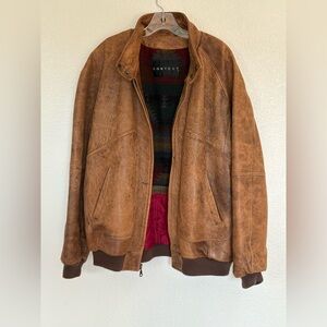 Vintage Brown Leather Bomber Contex Jacket Size XL Men
